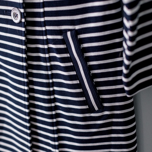 CAbi Maritime Trench Coat - Navy & White Stripe - Knit - Size Medium - Picture 2 of 13